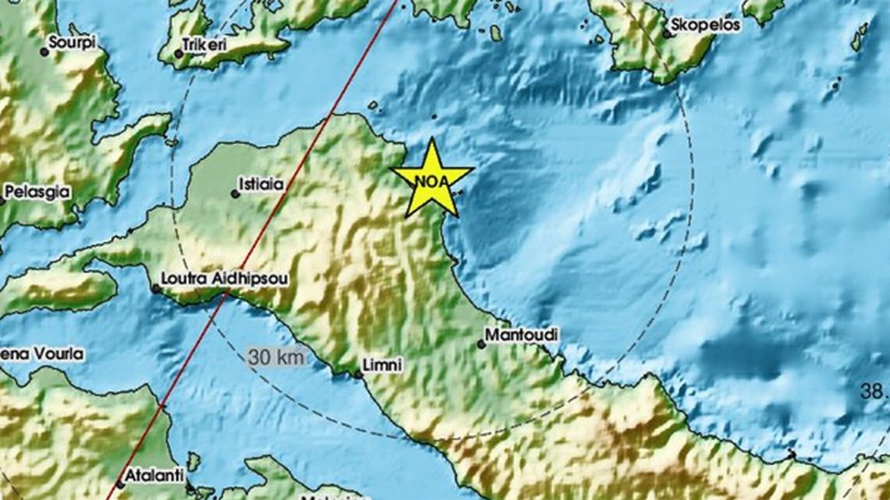 Σεισμός 4,5 βαθμών της κλίμακας Ρίχτερ στην Εύβοια: Αισθητός και στις Σποράδες