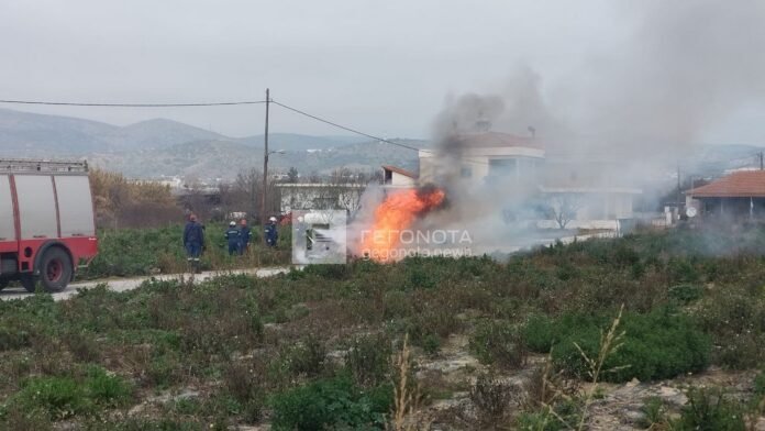 Παρανάλωμα αυτοκίνητο στην οδό Διμηνίου (εικόνες) – Σώθηκε από θαύμα ιερέας