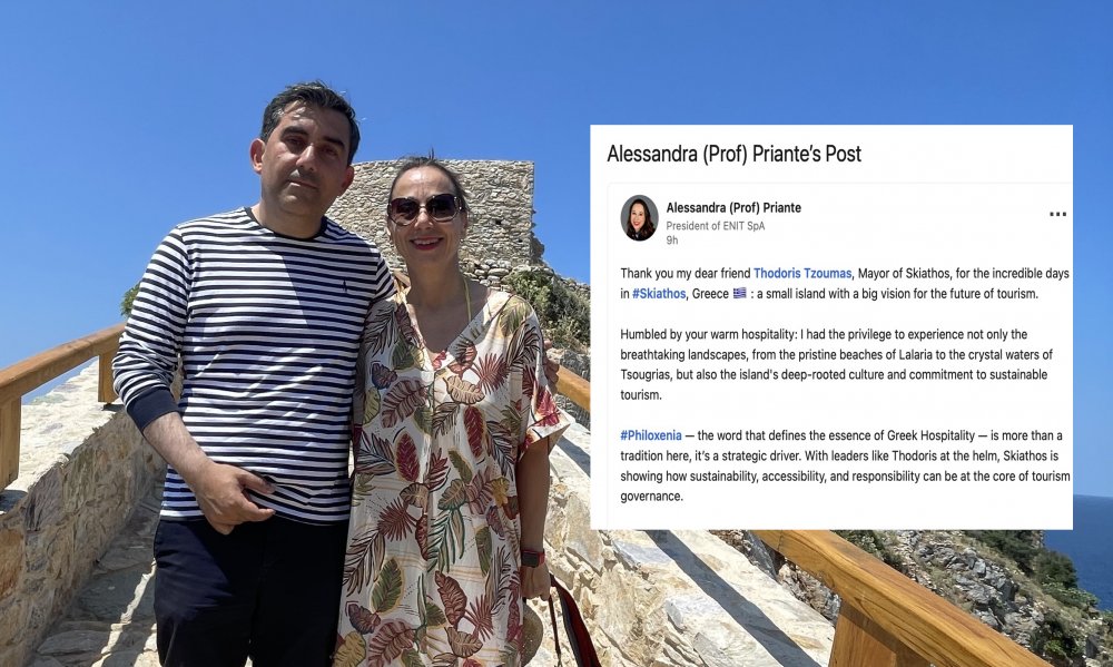Η πρόεδρος του Ιταλικού Οργανισμού Τουρισμού (ENIT), Alessandra Priante εκφράζει στο Linkedin θερμές ευχαριστίες στο Δήμαρχο Σκιάθου