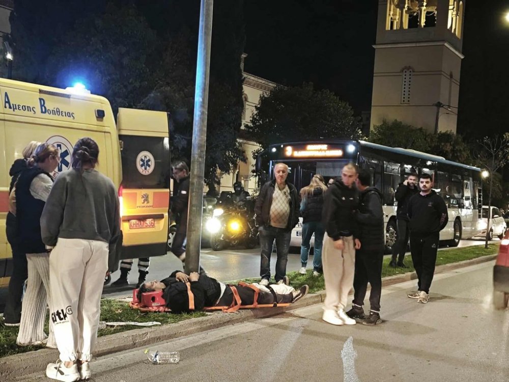 Τραυματισμός οδηγού μηχανής στην οδό Αναλήψεως στο Βόλο