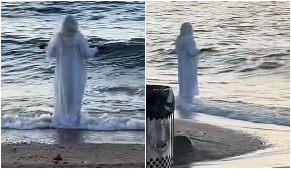 Βόλος: Viral στο TikTok η γυναίκα που στέκεται σε παραλία ντυμένη στα λευκά