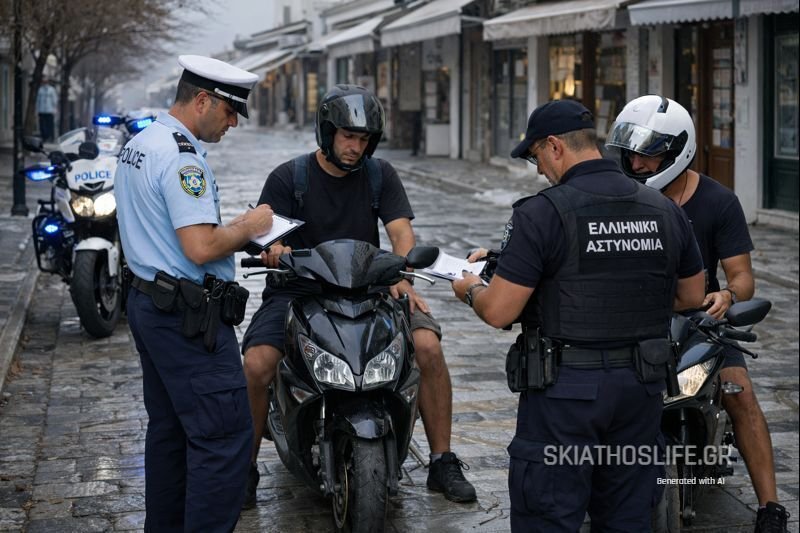 ΣΚΙΑΘΟΣ : Ακινητοποιήθηκαν δίκυκλα για επικίνδυνη οδήγηση σε πεζόδρομο