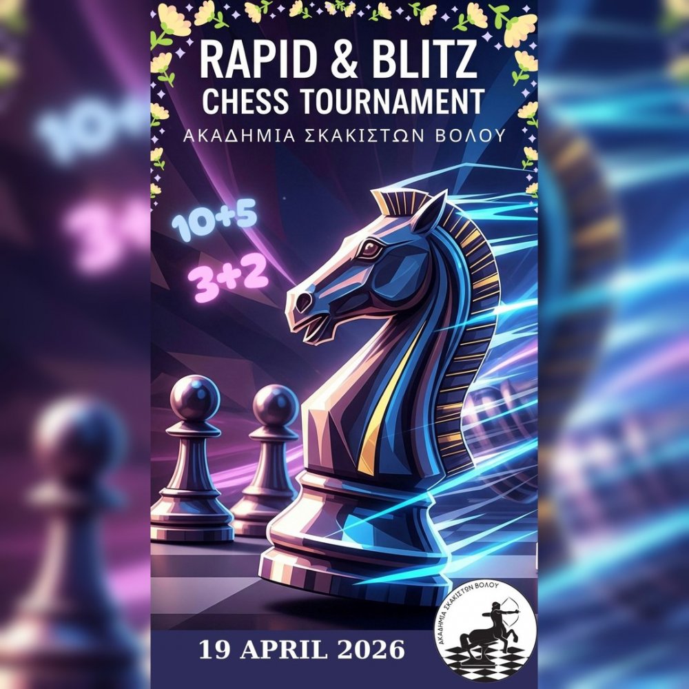 Ανοικτό Τουρνουά Rapid και Blitz στην Ακαδημία Σκακιστών Βόλου