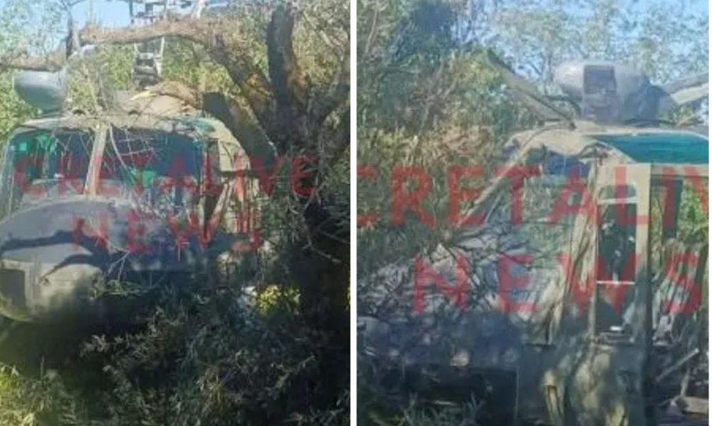 Ηράκλειο: Αναγκαστική προσγείωση ελικοπτέρου της Πολεμικής Αεροπορίας - «Έκατσε» πάνω σε ελιά