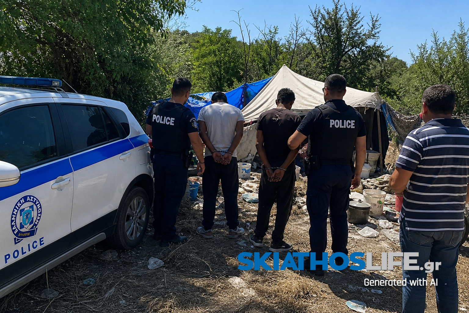 Στο αυτόφωρο Σκιαθίτης και δύο Ρομά που τους φιλοξενούσε σε οικόπεδό του