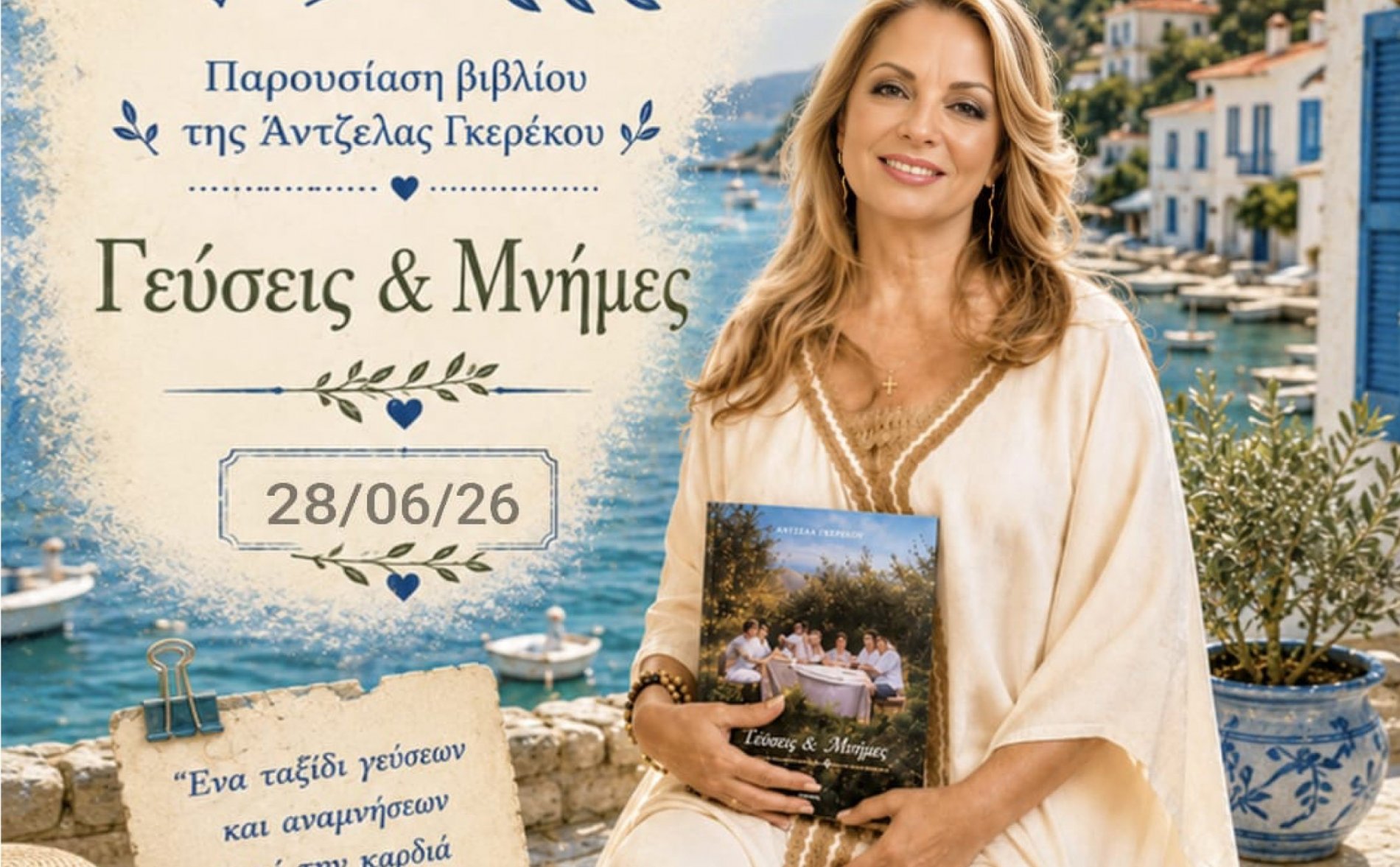 Παρουσίαση του νέου βιβλίου της Άντζελας Γκερέκου «Γεύσεις & Μνήμες» στη Σκιάθο !