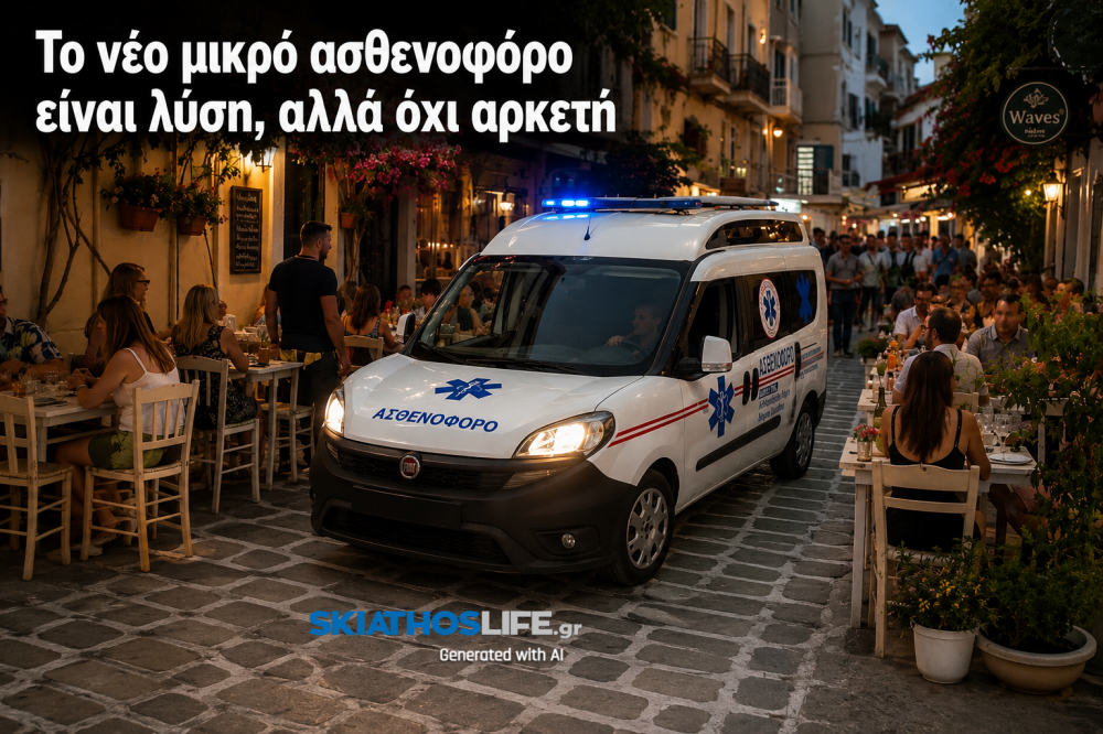 Το νέο μικρό ασθενοφόρο είναι λύση, αλλά όχι αρκετή όταν οι δρόμοι της Σκιάθου παραμένουν κλειστοί