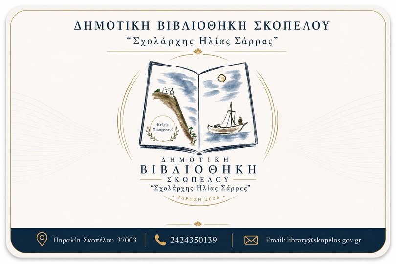 Το ωράριο λειτουργίας της Δημοτικής Βιβλιοθήκης Σκοπέλου